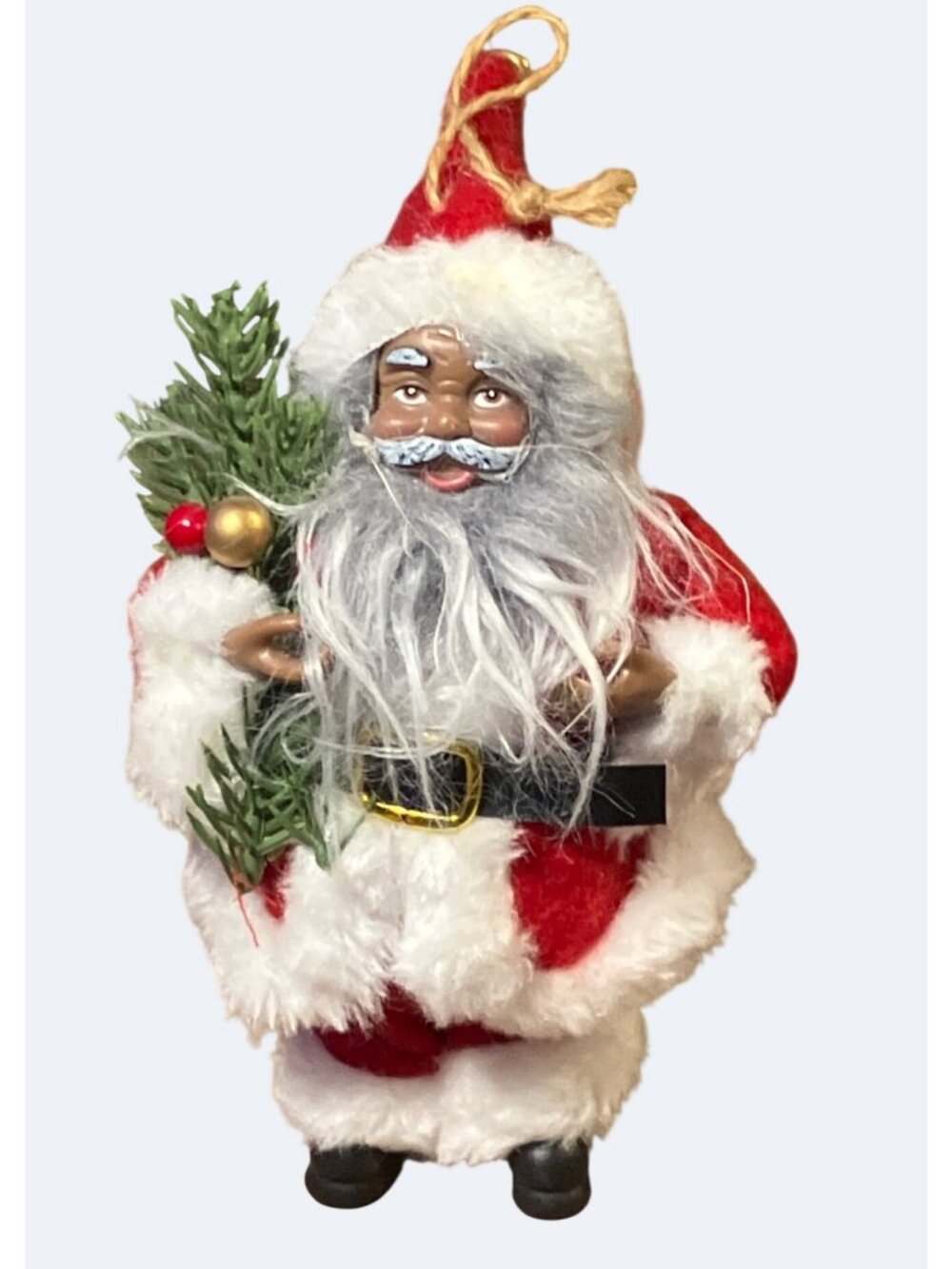 Holiday Style Christmas Santa Ornament With Faux Fur Indoor Decoration Red White